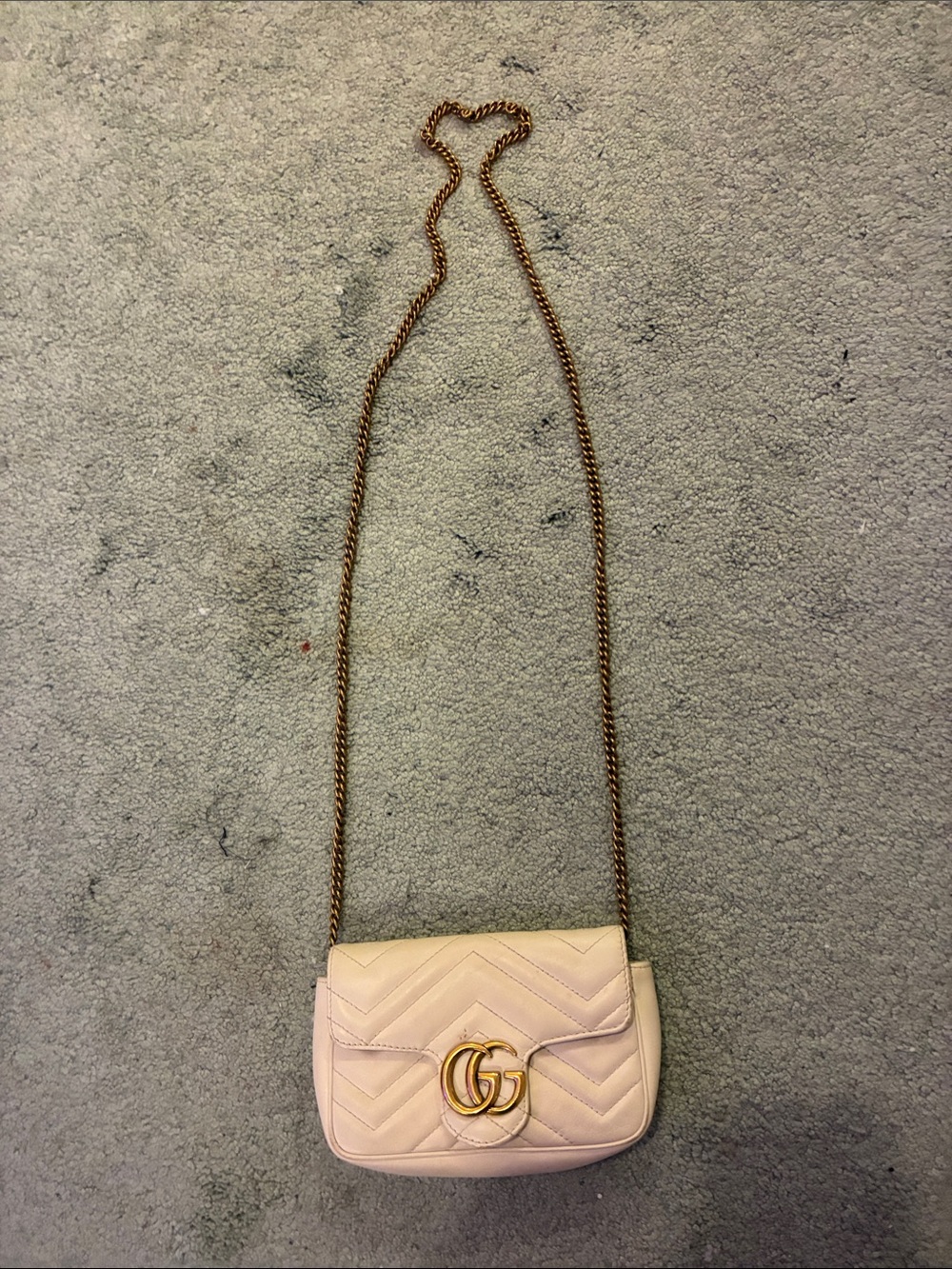 Gucci Small Matelassé Leather Crossbody in White with Gold Hardware
